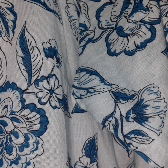 J.JILL Floral Cabana Dress Blue & White Boho Beach Organic Cotton Resort Vacay M - Picture 10 of 12